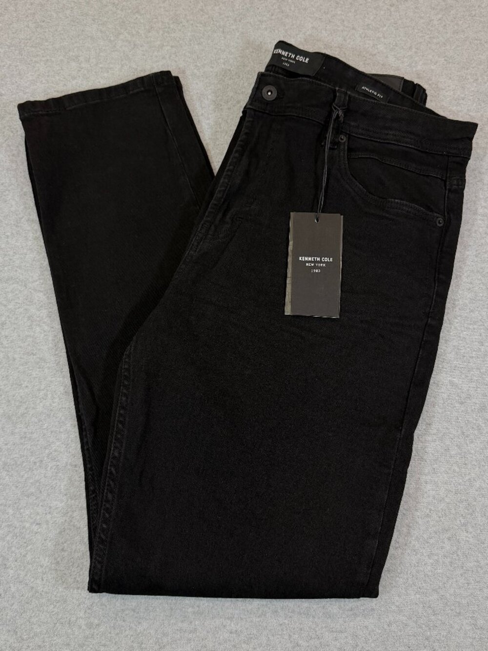 Kenneth Cole Mens Athletic Fit Number 1 Black Stretch Denim Jeans 36x32 NWT